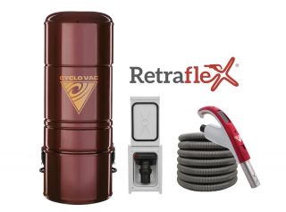 Combo Retraflex - Central vacuum 615 with 1 Retraflex retractable hose inlet including attachments and the installation kit