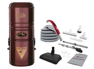 Central vacuum 125 with bag including electric attachment kit 110/24V with Super Luxe brush 12" (30.5 cm) - hose 35' (10.67 m)
