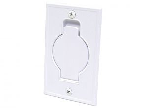 Metal wall inlet with round door - flush - white
