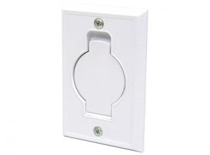 Metal wall inlet with round door - white
