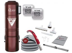 Central vacuum Quartz Exclusive hybrid with attachment kit 24V including Super Luxe brush 12